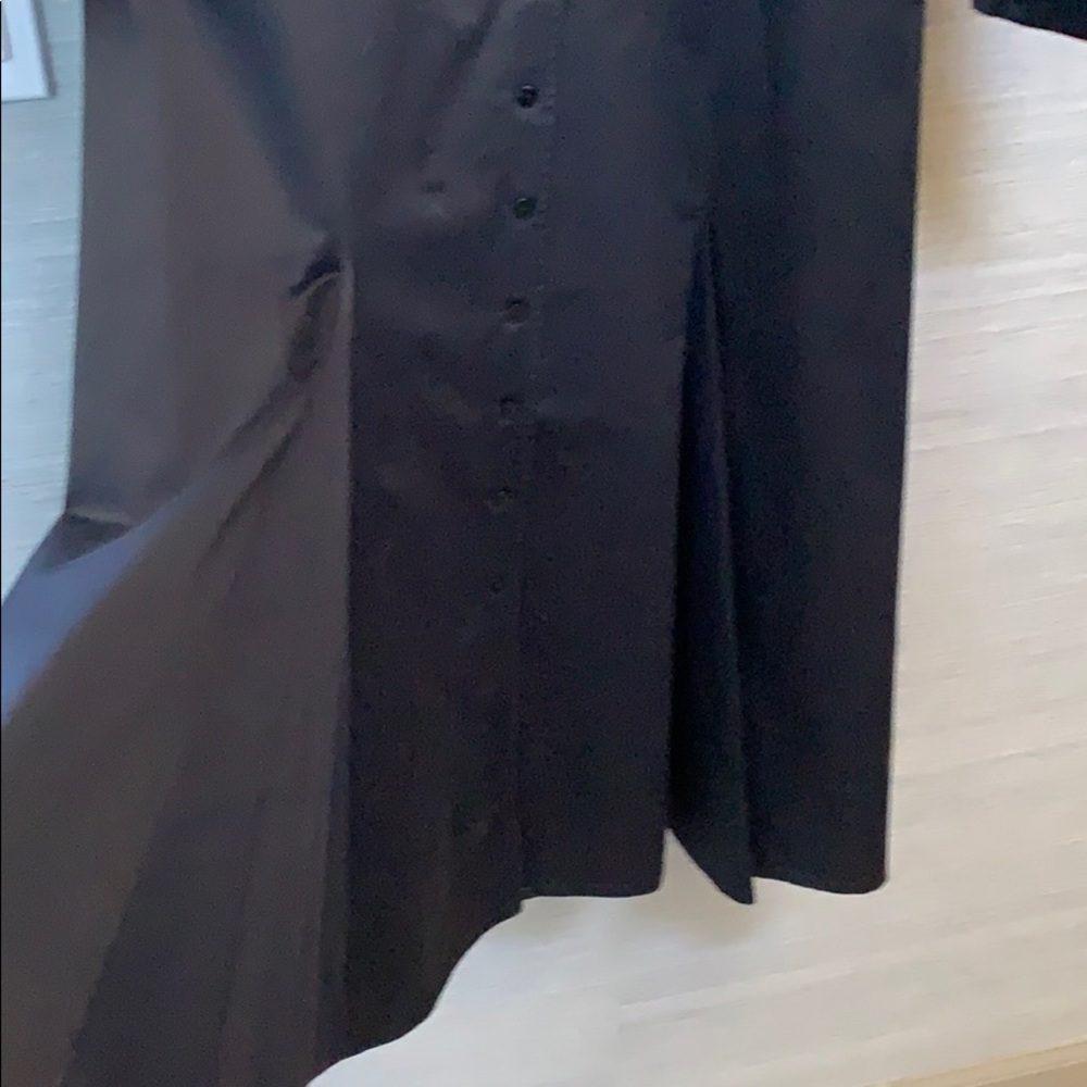 Ellen Tracy sz 12 Heavy Cotton lined black dress. 43” L 19.5”across. Bottom kick - Picture 7 of 11